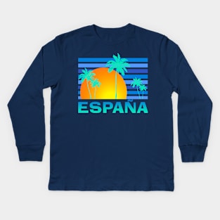 Spain Espana Sunset, Palm Trees Family Holiday Souvenir Kids Long Sleeve T-Shirt